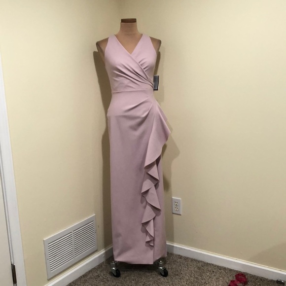 NWT Alex & Eve by Alex Evenings Maxi Dress Size 2 Blush Ruffle Gown - Picture 2 of 10